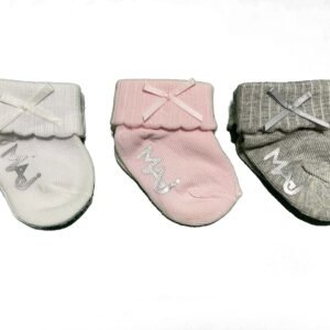 Baby Cotton Blend Turn Cuff Socks with Bow Detail, 3 Pairs