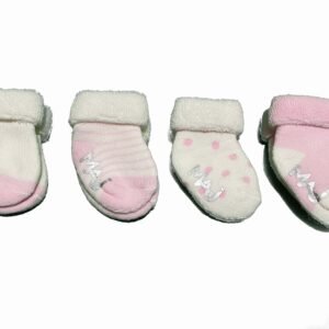 Baby Socks Set, Pattern Design, Fold-Over Cuffs, 4 Pairs