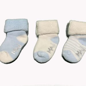 Baby Terry Cotton Socks, Striped Design with Fold-Over Cuff, 3 Pairs