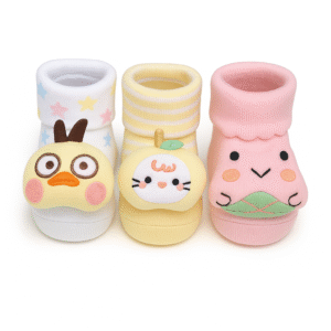 Baby Socks, Knit Cotton Socks with Cute Characters, 3 Pairs